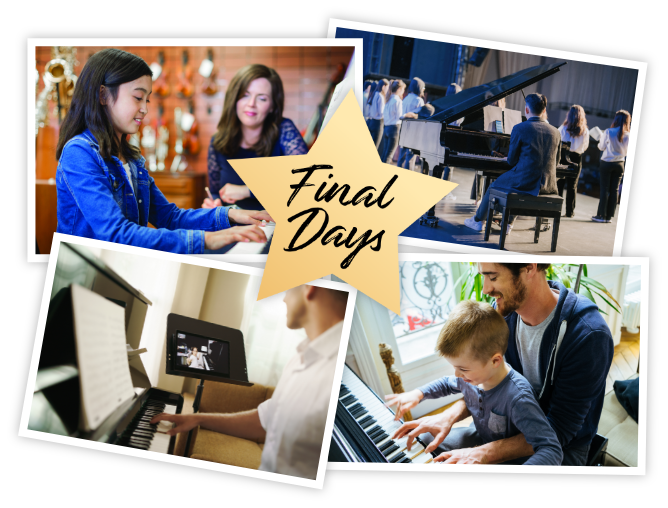 Images of teachers educating piano students